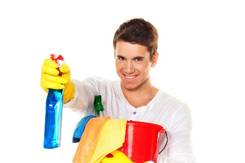Local cleaning team maintaining apartment block communal areas in Surrey